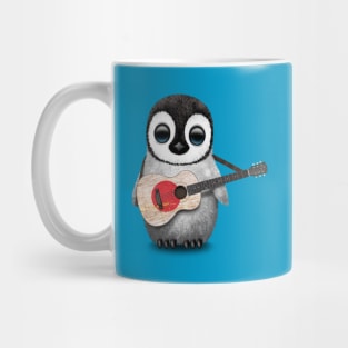 Baby Penguin Playing Japanese Flag Guitar Mug